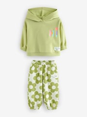 Green Flower Hoodie and Printed Joggers Set (3mths-7yrs) - Image 5 of 8