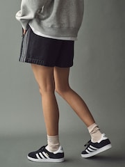 adidas originals Black 3 Stripe Denim Firebird 100% Cotton Shorts - Image 2 of 5