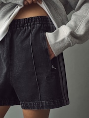 adidas originals Black 3 Stripe Denim Firebird 100% Cotton Shorts - Image 5 of 5