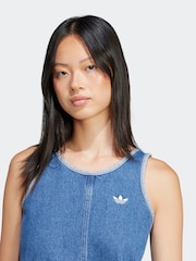 adidas originals Blue 3 Stripw Denim 100% Cotton Dress - Image 8 of 10