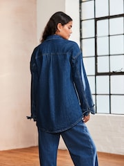 Dunkelblau - Denim-Hemd in lockerem, leichtem Stil - Bild 2 von 8