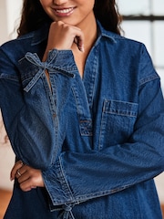Dunkelblau - Denim-Hemd in lockerem, leichtem Stil - Bild 3 von 8