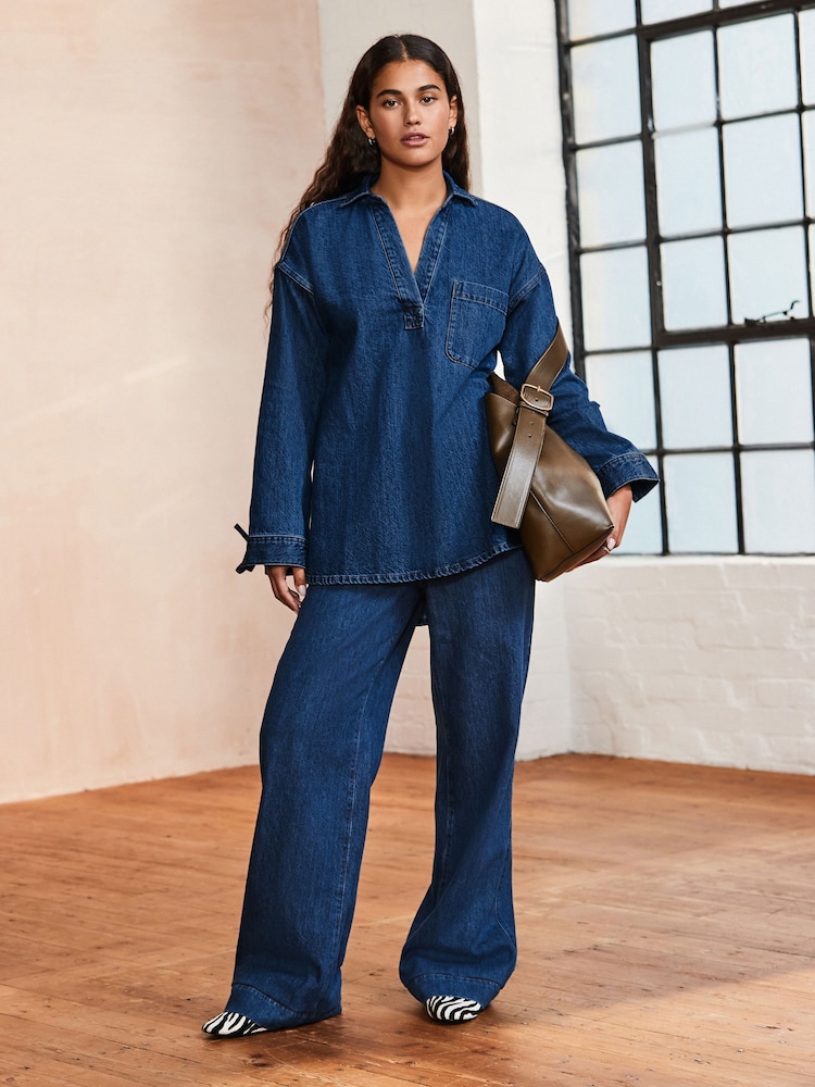 Donkerblauw - Relaxed Easy Denim Shirt - Image 4 of 8