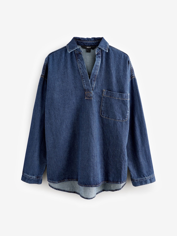 Donkerblauw - Relaxed Easy Denim Shirt - Image 6 of 8