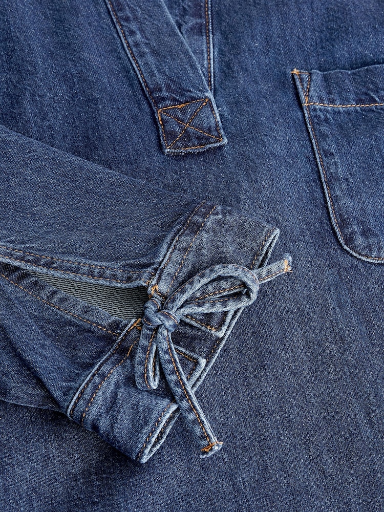 Dunkelblau - Denim-Hemd in lockerem, leichtem Stil - Bild 8 von 8