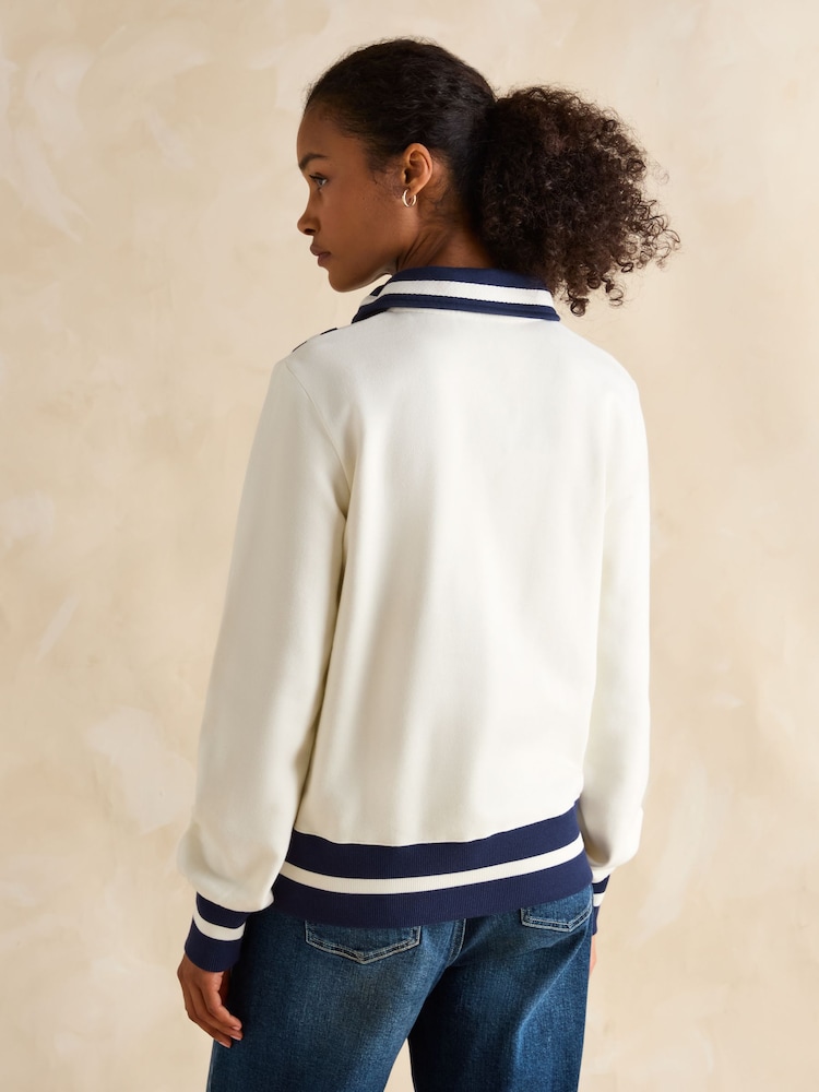 Joules Dawlish Cream Quarter Zip Cotton Sweatshirt - Image 5 of 10