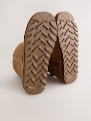 Tan Brown Suede Faux Fur Lined Midi Boots - Image 6 of 8