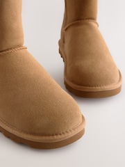 Tan Brown Suede Faux Fur Lined Midi Boots - Image 8 of 8