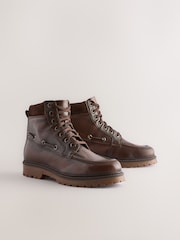 Brown Leather Forever Comfort® Boat Lace-Up Boots - Image 1 of 10