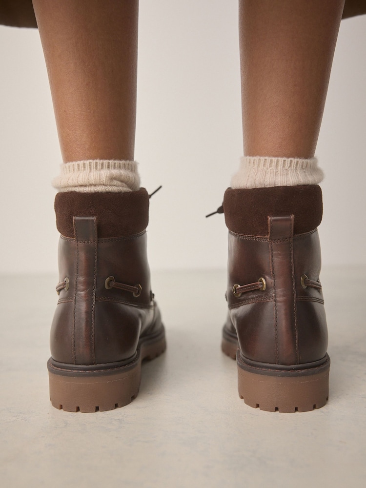 Brown Leather Forever Comfort® Boat Lace-Up Boots - Image 10 of 10