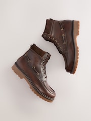 Brown Leather Forever Comfort® Boat Lace-Up Boots - Image 3 of 10