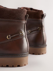 Brown Leather Forever Comfort® Boat Lace-Up Boots - Image 9 of 10