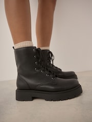 Black Forever Comfort® Chunky Lace-Up Ankle Boots - Image 1 of 13