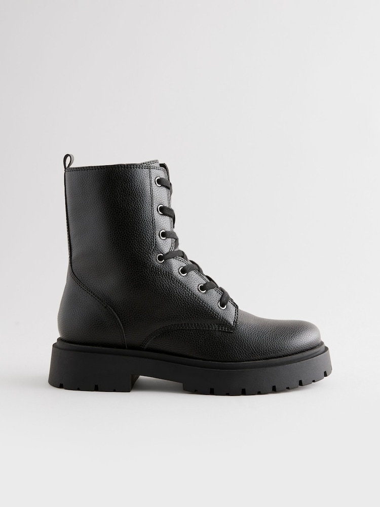 Black Forever Comfort® Chunky Lace-Up Ankle Boots - Image 10 of 13