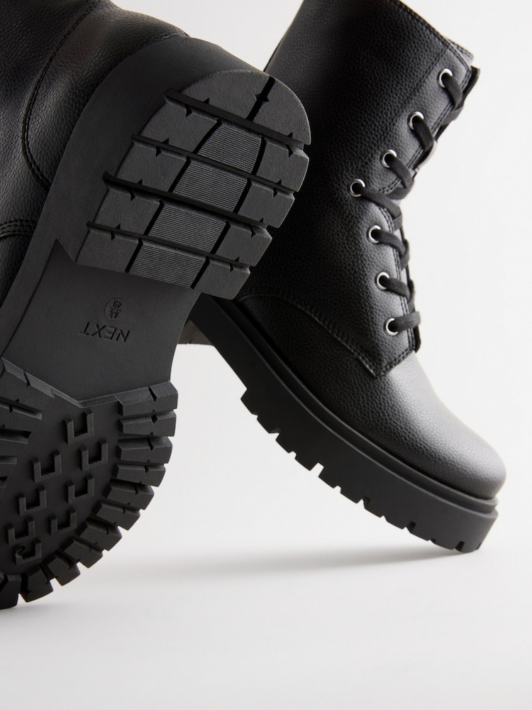 Black Forever Comfort® Chunky Lace-Up Ankle Boots - Image 11 of 13