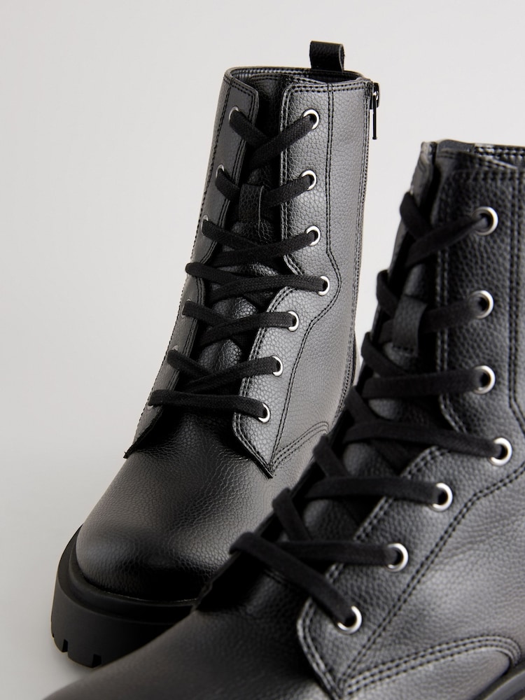 Black Forever Comfort® Chunky Lace-Up Ankle Boots - Image 12 of 13