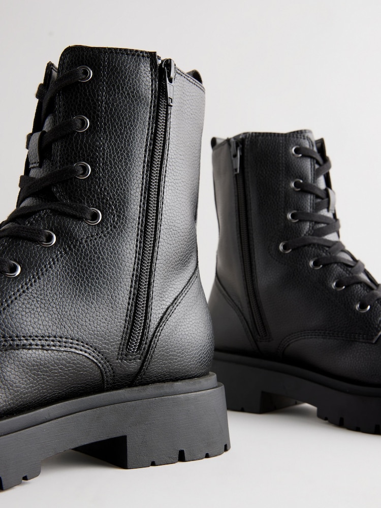 Black Forever Comfort® Chunky Lace-Up Ankle Boots - Image 13 of 13