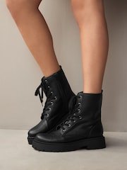 Black Forever Comfort® Chunky Lace-Up Ankle Boots - Image 2 of 13