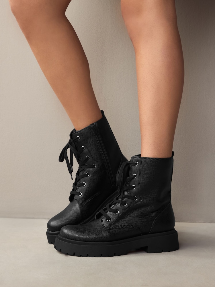 Black Forever Comfort® Chunky Lace-Up Ankle Boots - Image 2 of 13