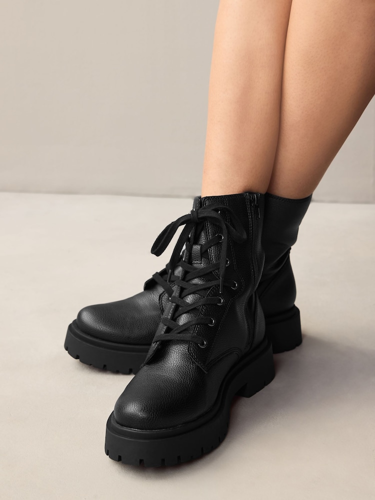 Black Forever Comfort® Chunky Lace-Up Ankle Boots - Image 3 of 13
