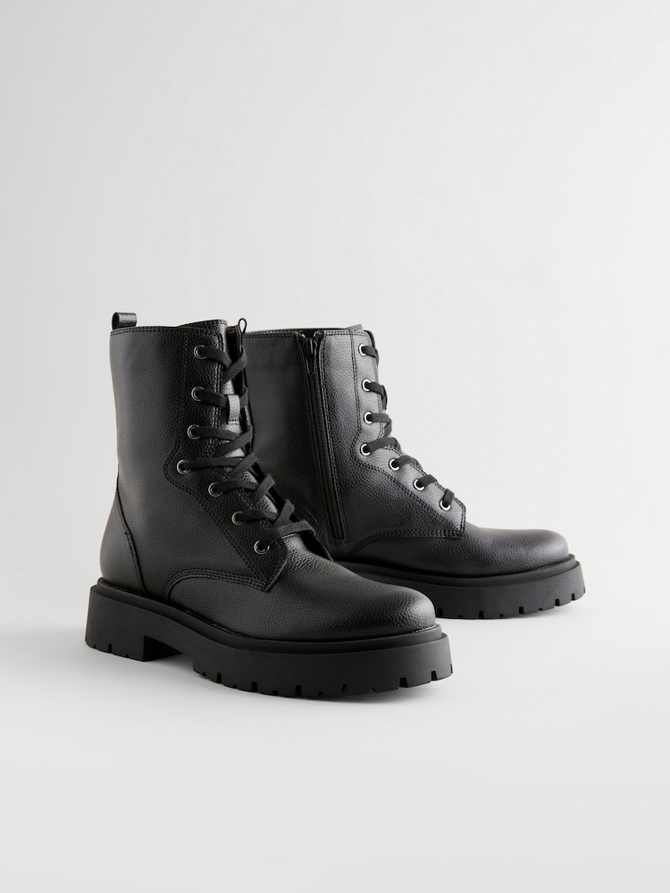 Black Forever Comfort® Chunky Lace-Up Ankle Boots - Image 9 of 13