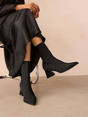 Black Forever Comfort® Fabric Sock Boots - Image 1 of 8