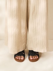 Black Leather Standard/Wide Fit Forever Comfort® Slot Mule Sandals - Image 3 of 7