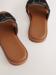 Black Leather Standard/Wide Fit Forever Comfort® Slot Mule Sandals - Image 5 of 7