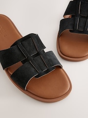 Black Leather Standard/Wide Fit Forever Comfort® Slot Mule Sandals - Image 6 of 7