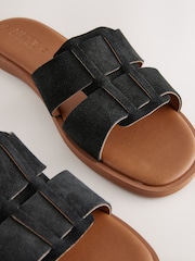 Black Leather Standard/Wide Fit Forever Comfort® Slot Mule Sandals - Image 7 of 7