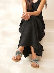 Metallic Standard/Wide Fit Forever Comfort® Chunky Beaded Toe Thong Sandals - Image 2 of 8