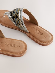 Metallic Standard/Wide Fit Forever Comfort® Chunky Beaded Toe Thong Sandals - Image 7 of 8