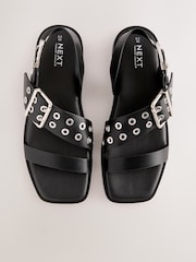 Black Forever Comfort® Buckle Strap Sandals - Image 1 of 11