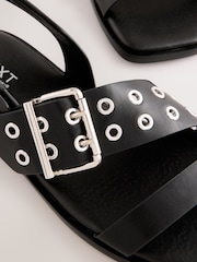 Black Forever Comfort® Buckle Strap Sandals - Image 11 of 11