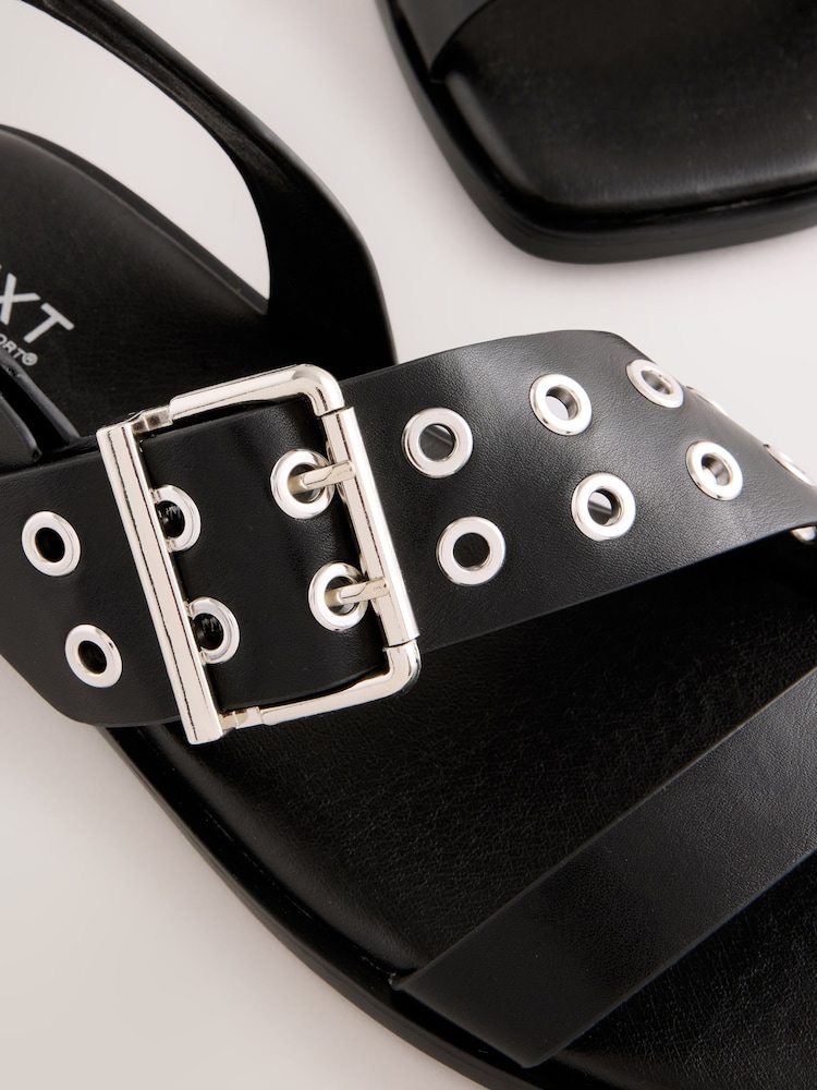 Black Forever Comfort® Buckle Strap Sandals - Image 11 of 11