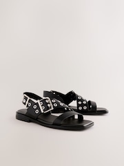 Black Forever Comfort® Buckle Strap Sandals - Image 7 of 11