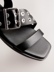 Black Forever Comfort® Buckle Strap Sandals - Image 9 of 11