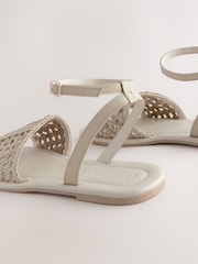 Bone White Leather Standard/Wide Fit Forever Comfort® Woven Flat Sandals - Image 7 of 8