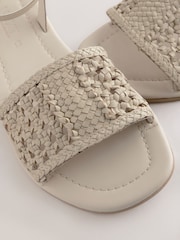 Bone White Leather Standard/Wide Fit Forever Comfort® Woven Flat Sandals - Image 8 of 8