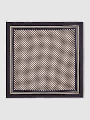 Reiss Navy Carmen Silk Geometric-Print Square Scarf - Image 1 of 4