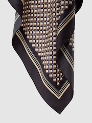 Reiss Navy Carmen Silk Geometric-Print Square Scarf - Image 4 of 4