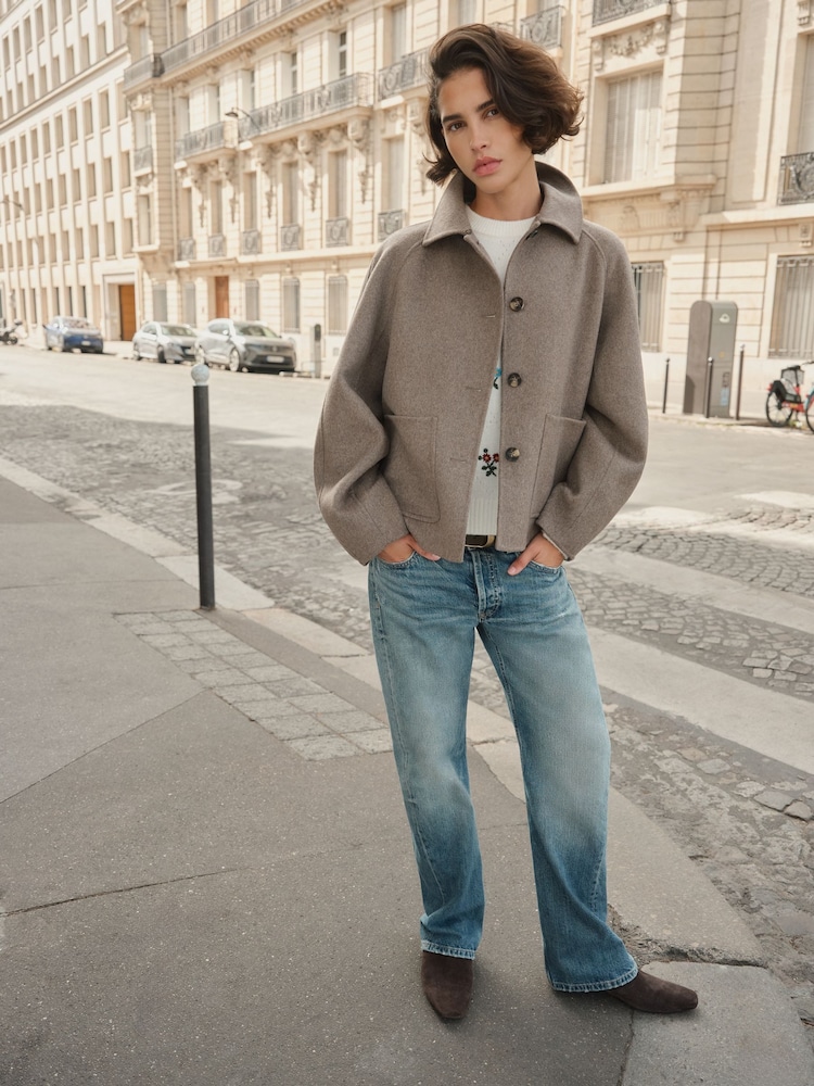BHOEM Taupe Brown Balloon Sleeve Wool Blend Jacket - Image 1 of 4 BHOEM Taupe Brown Balloon Sleeve Wool Blend Jacket - Image 1 of 4