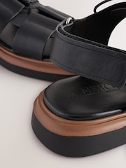 Black Leather Forever Comfort® Chunky Lace-Up Sandals - Image 10 of 10