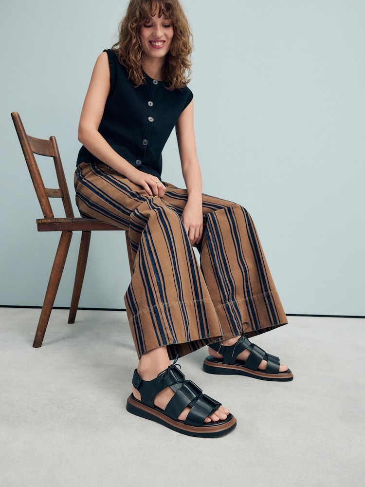 Cuir noir - Sandales épaisses à lacets Forever Comfort® - Image 3 of 10