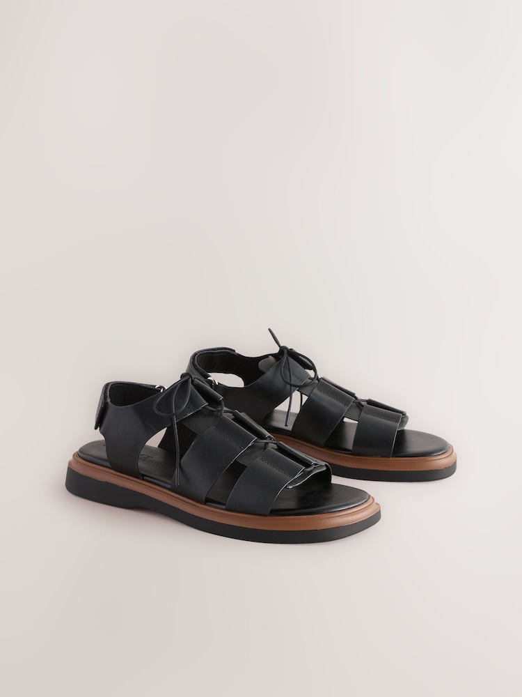Cuir noir - Sandales épaisses à lacets Forever Comfort® - Image 7 of 10