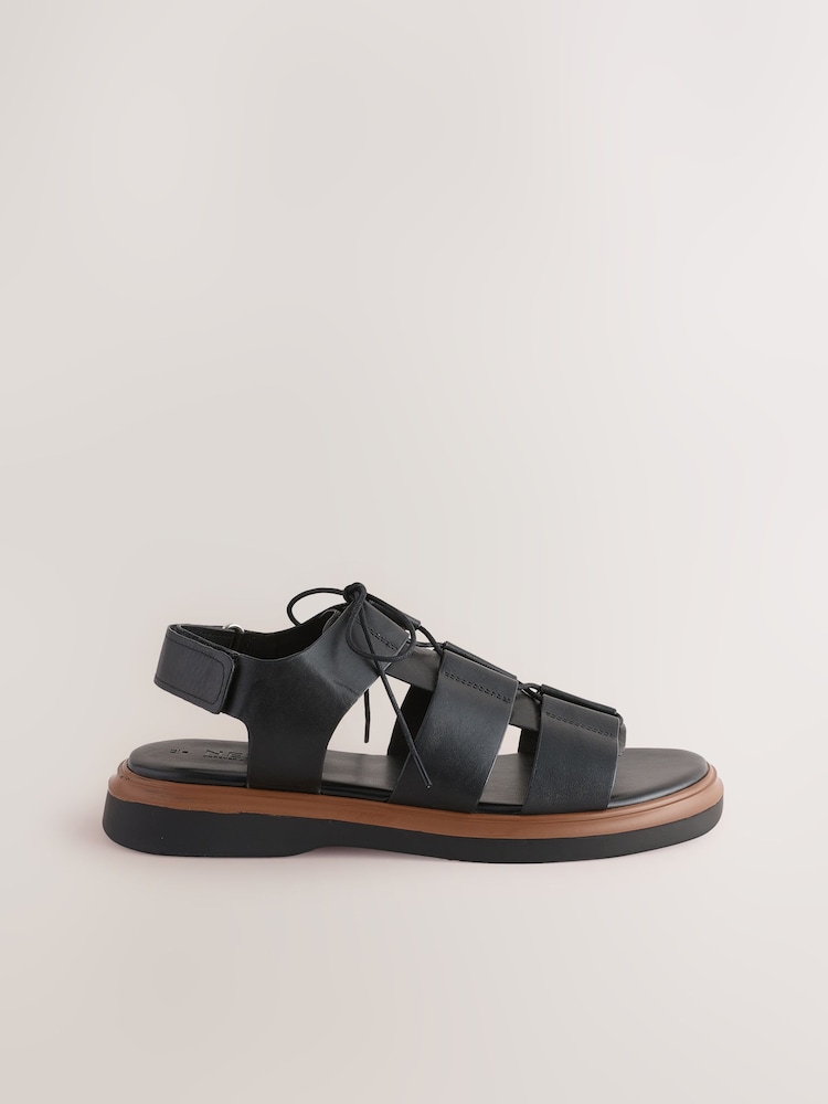 Cuir noir - Sandales épaisses à lacets Forever Comfort® - Image 8 of 10