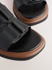 Black Leather Forever Comfort® Chunky Lace-Up Sandals - Image 9 of 10