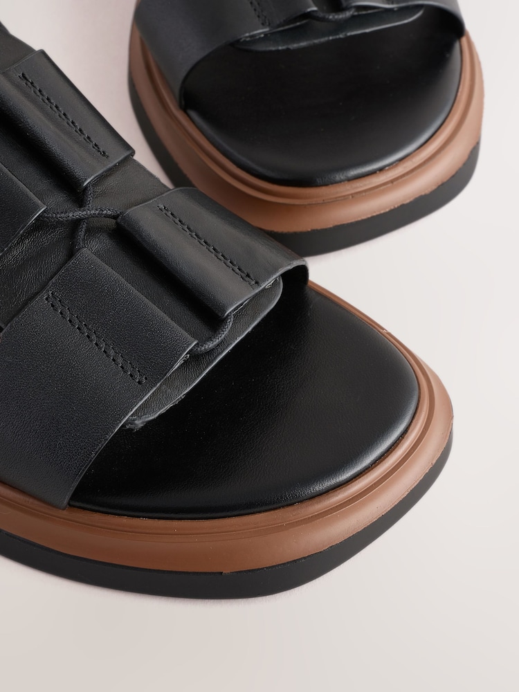 Cuir noir - Sandales épaisses à lacets Forever Comfort® - Image 9 of 10