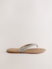Metallic Standard/Wide Fit Forever Comfort® Beaded Toe Thong Sandals - Image 6 of 8