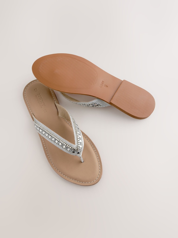 Métallique - Sandales à entredoigt perles Forever Comfort® - Image 6 of 9